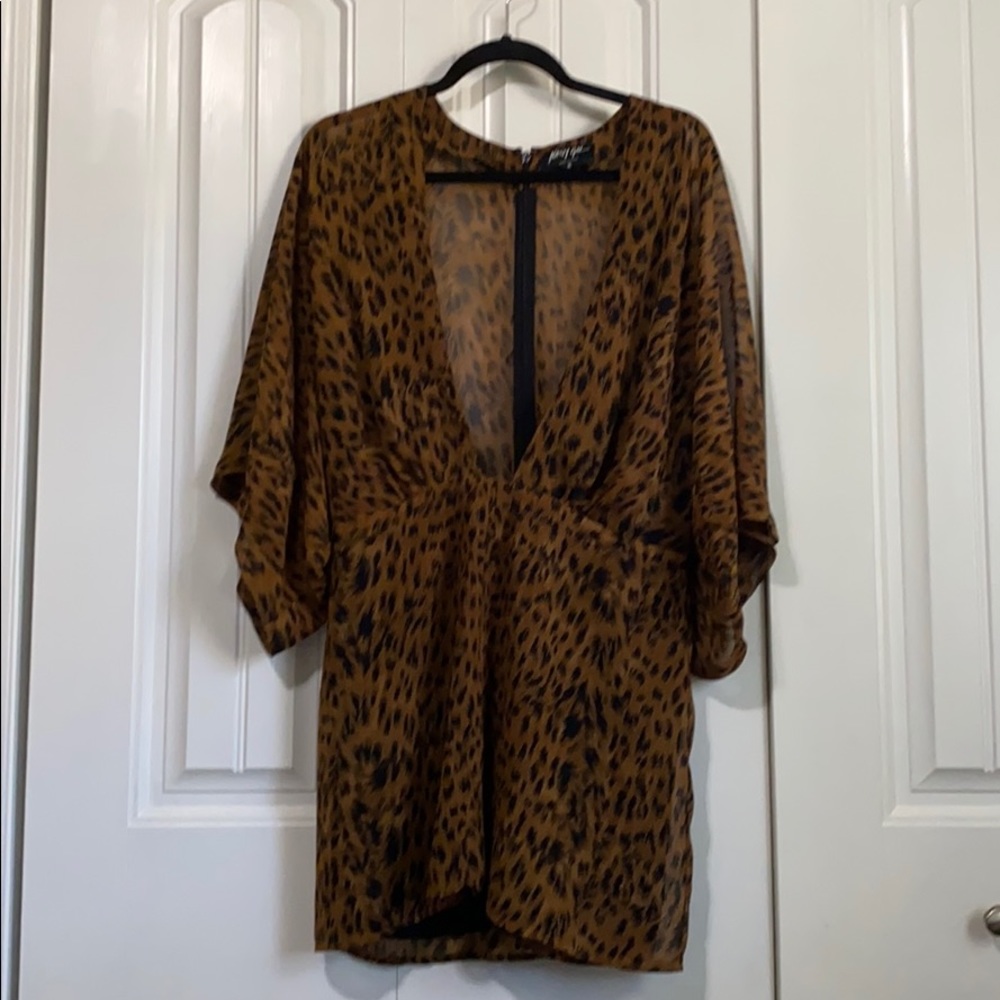 Nasty Gal Deep V-Neck Cheetah Dress
